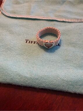 Tiffany & Co. Silver Somerset open heart mesh ring